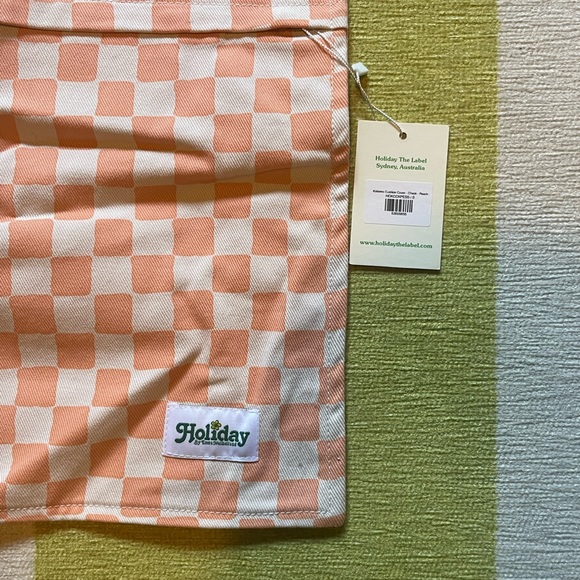 NWT Holiday The Label Kokomo Pillow Cover in Peach Checkerboard, 15” - Picture 3 of 4